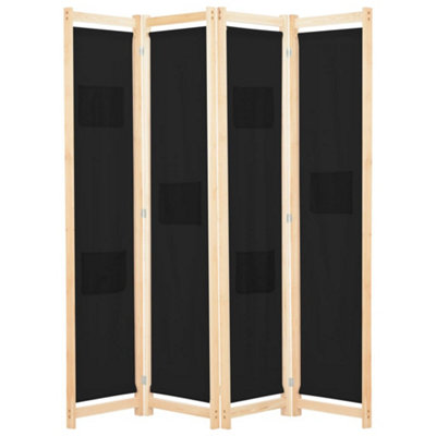 Vidaxl 4-Panel Room Divider Black 160X170X4 Cm Fabric Room Dividers from B&Q