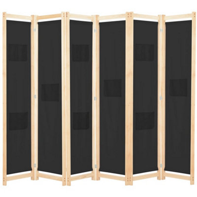 Vidaxl 6-Panel Room Divider Black 240X170X4 Cm Fabric Room Dividers from B&Q