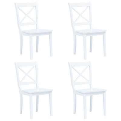 B&Q -  Dining Chairs 4 Pcs White Solid Rubber Wood Dining Chairs