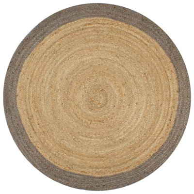 Berkfield Handmade Rug Jute With Grey Border 120 Cm from B&Q