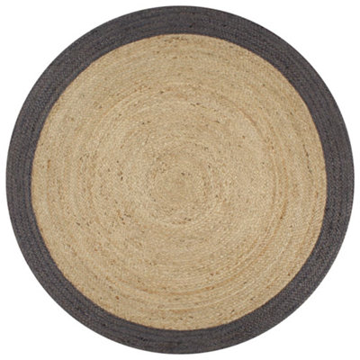 Berkfield Handmade Rug Jute With Dark Grey Border 120 Cm from B&Q