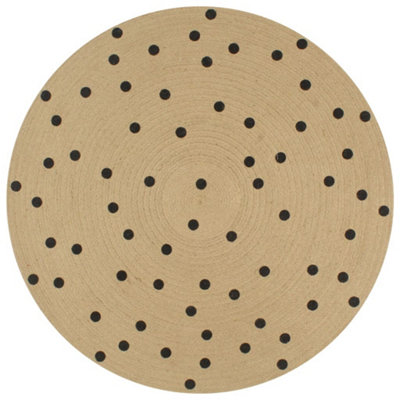 Berkfield Handmade Rug Jute With Print Polka Dot 150 Cm from B&Q