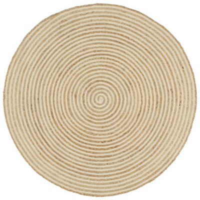 B&Q -  Handmade Rug Jute With Spiral Design White 120 Cm