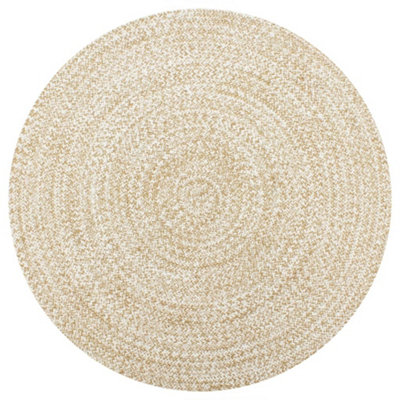 B&Q -  Handmade Rug Jute White And Natural 90 Cm