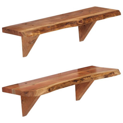 B&Q -  Wall Shelves 2 Pcs 60X20X18 Cm Solid Acacia Wood