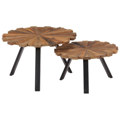 B&Q -  Coffee Tables 2 Pcs Solid Reclaimed Wood