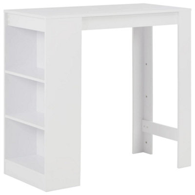 Vidaxl Bar Table With Shelf White Engineered Wood Classic Home Dining Table - Image 2