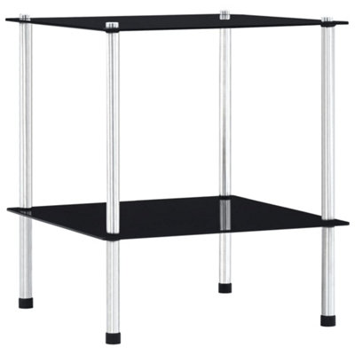 B&Q -  2-Tier Shelf Black 40X40X47 Cm Tempered Glass
