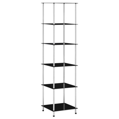 Vidaxl 6-Tier Shelf Black Tempered Glass Storage Display Cabinet Showcase Unit - Image 3