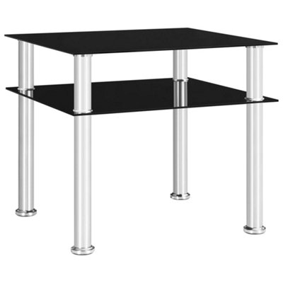 B&Q -  Side Table Black 45X50X45 Cm Tempered Glass
