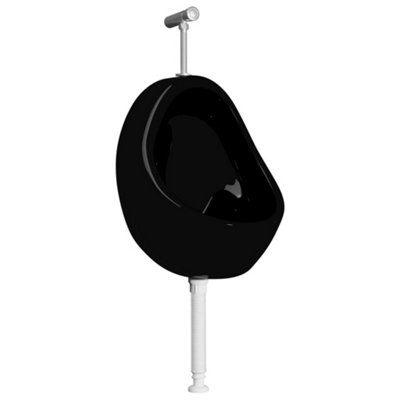 B&Q -  Wall Hung Urinal With Flush Valve Ceramic Black