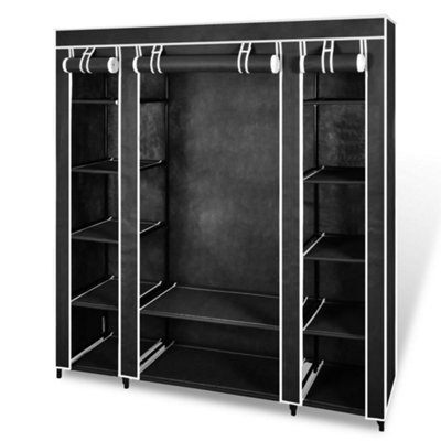 Vidaxl Fabric Wardrobe With Compartments And Rods 45X150X176 Cm Black from B&Q