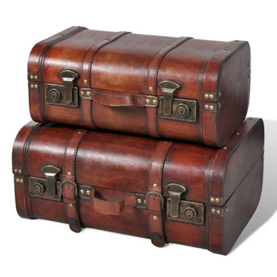 B&Q -  Wooden Treasure Chest 2 Pcs Vintage Brown
