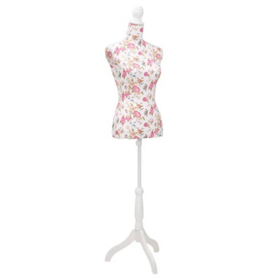 Vidaxl Ladies Bust Display Mannequin Cotton White With Rose