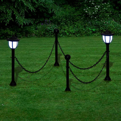 Vidaxl Chain Fence With Solar Lights Two Led Lamps Two Poles Garden Lamps from B&Q