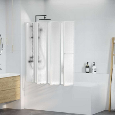Vidaxl Shower Bath Screen Wall 140 X 168 Cm 7 Panels Foldable With Towel Rack