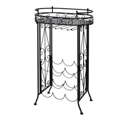 Vidaxl Wine Rack With Glass Holder For 9 Bottles Metal