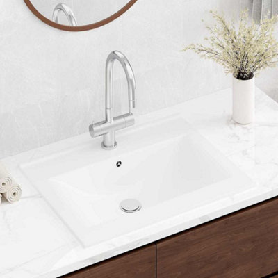 B&Q -  Rectangular Ceramic Basin Sink White With Faucet Hole 60X46 Cm