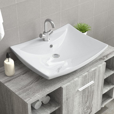 Vidaxl Luxury Ceramic Basin Rectangular With Overflow & Faucet Hole from B&Q