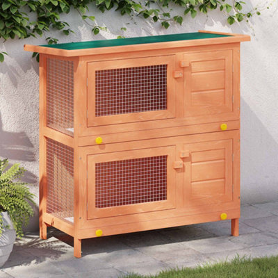 B&Q -  Outdoor Rabbit Hutch Small Animal House Pet Cage 4 Doors Wood