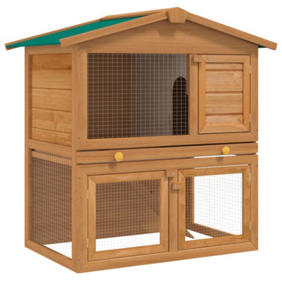 B&Q -  Outdoor Rabbit Hutch Small Animal House Pet Cage 3 Doors Wood