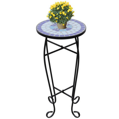 Vidaxl Mosaic Side Table Plant Table Blue White
