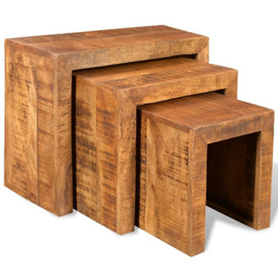 B&Q -  Nesting Table Set 3 Pieces Solid Mango Wood