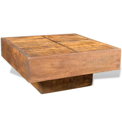 B&Q -  Coffee Table Brown Square Solid Mango Wood