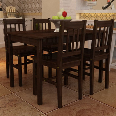B&Q -  Dining Set 5 Pieces Pine Wood Brown