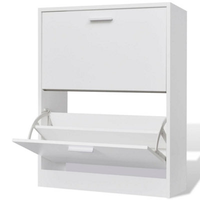 B&Q -  White Wooden Shoe Cabinet With 2 Compartments