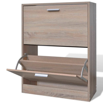 Vidaxl Oak Look Wooden Shoe Cabinet With 2 Compartments from B&Q