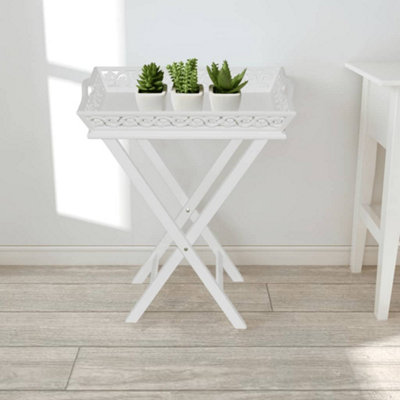 B&Q -  Side Table With Tray White Side Tables