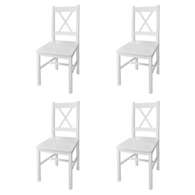 B&Q -  Dining Chairs 4 Pcs White Pinewood Dining Chairs