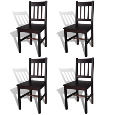 B&Q -  Dining Chairs 4 Pcs Dark Brown Pinewood Dining Chairs