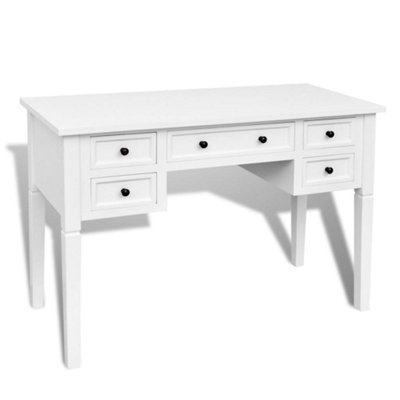 B&Q -  White Writing Desk With 5 Drawers