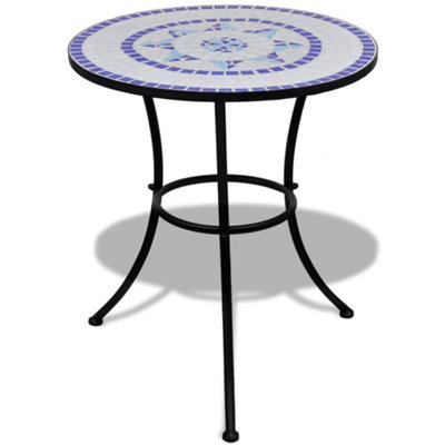 B&Q -  Bistro Table Blue And White 60 Cm Mosaic