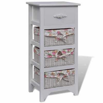 B&Q -  Cabinet With 1 Drawer And 3 Baskets White Paulownia Wood