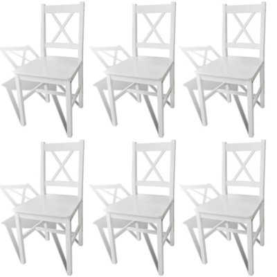 B&Q -  Dining Chairs 6 Pcs White Pinewood Dining Chairs