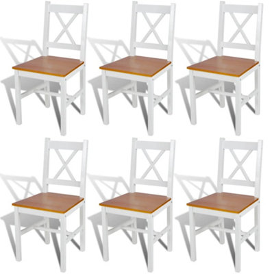 B&Q -  Dining Chairs 6 Pcs White Pinewood Dining Chairs