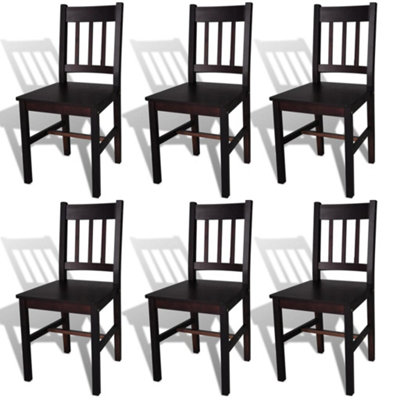 Vidaxl Dining Chairs 6 Pcs Pinewood Dark/Brown