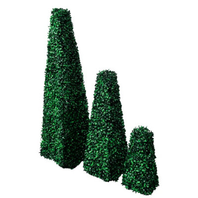 B&Q -  Set Of 3 Artificial Boxwood Pyramid Topiary