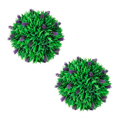 B&Q -  Set Of 2 Artificial Boxwood Ball With Lavender 30 Cm Artificial Plants