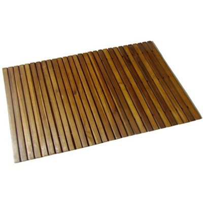 B&Q -  Acacia Bath Mat 80 X 50 Cm