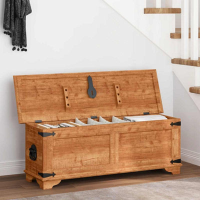 vidaXL Storage Chest Rough Mango Wood Brown 110x35x40 cm - Image 4