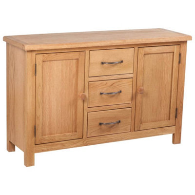 Vidaxl Sideboard With 3 Drawers 110X33.5X70 Cm Solid Oak Wood from B&Q