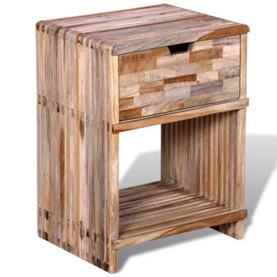Vidaxl Nightstand With Drawer Reclaimed Teak Wood