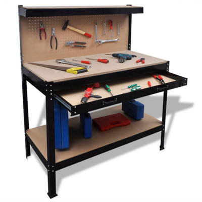 Vidaxl Workbench With Pegboard And Drawer Workbenches from B&Q