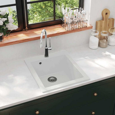vidaXL White Granite Kitchen Sink 350 x 390 x 195mm - Image 5