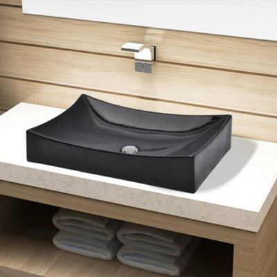 B&Q -  Ceramic Bathroom Sink Basin Black Rectangular
