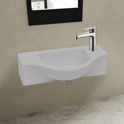 Vidaxl Ceramic Bathroom Sink Basin With Faucet Hole White from B&Q
